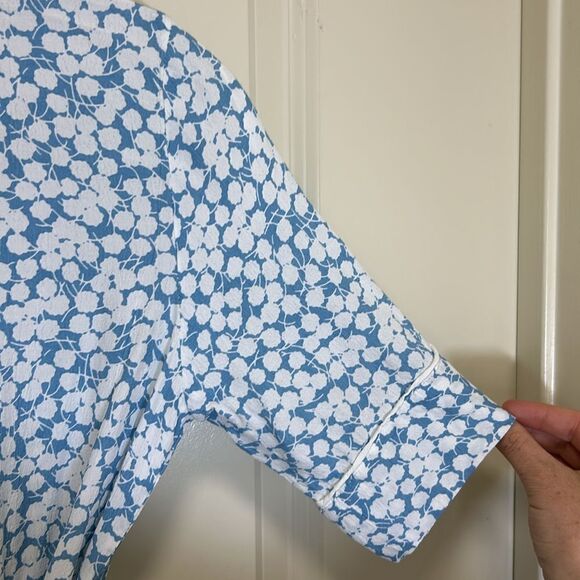 Faithfull The Brand, Women’s Wrap Top, “Zalia” Floral in 'Riviera Blue' - Small - Picture 12 of 17